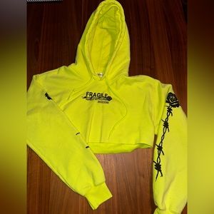 Dolls Kill Cropped neon green/yellow hoodie